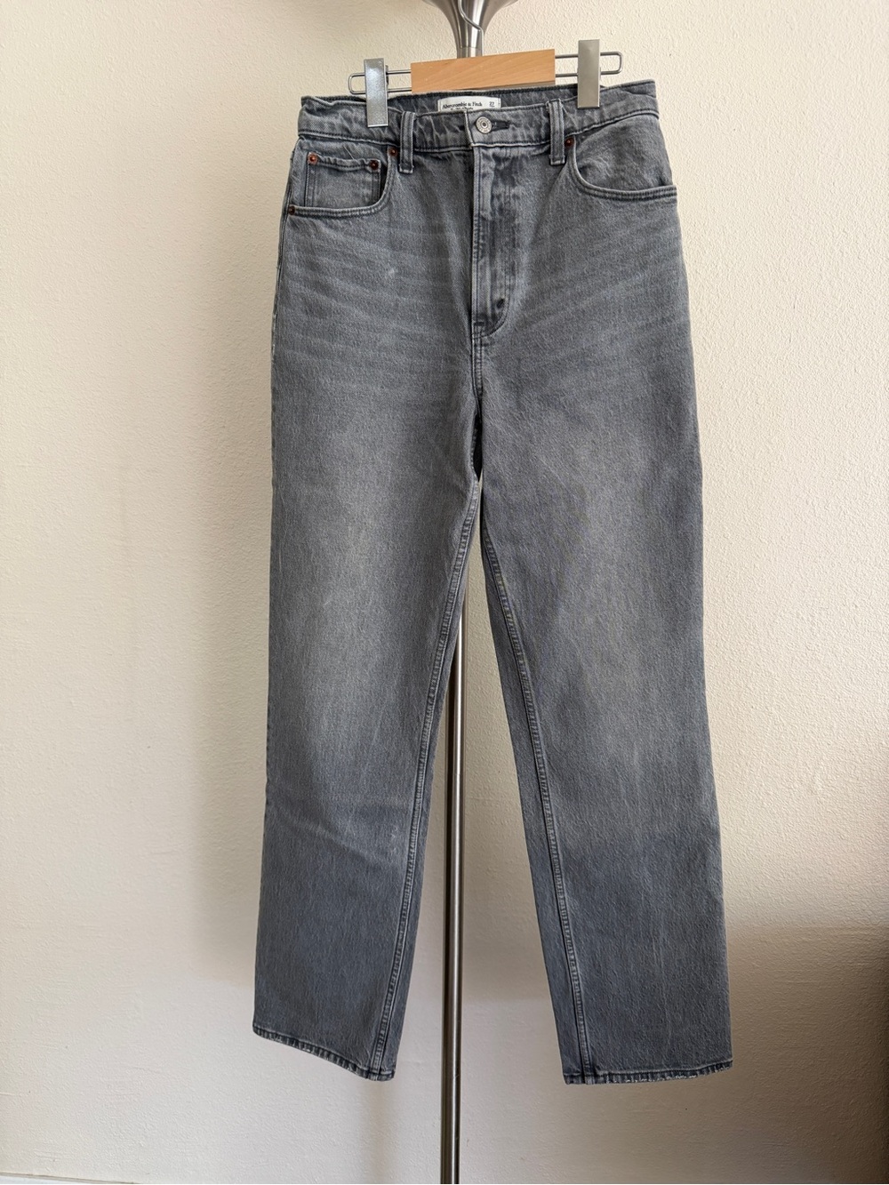 Abercrombie & Fitch Gray High-Rise Straight Jeans
